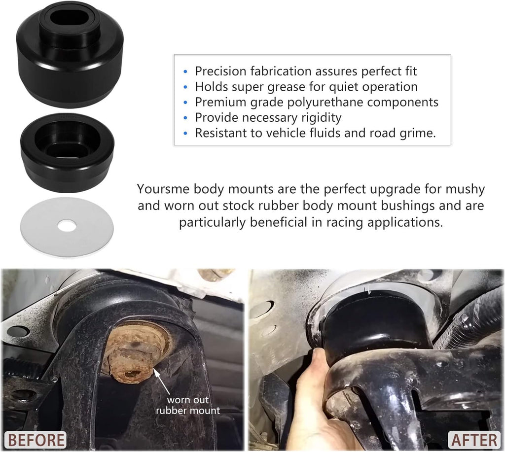 Body and Cab Mount Bushing Kit Polyurethane Black Pack of 2 M53947