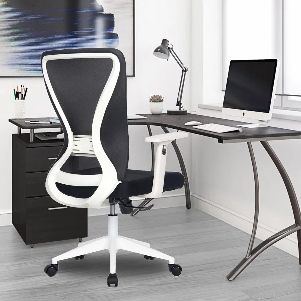 White Black Mid-Back Office Task Chair Z22935