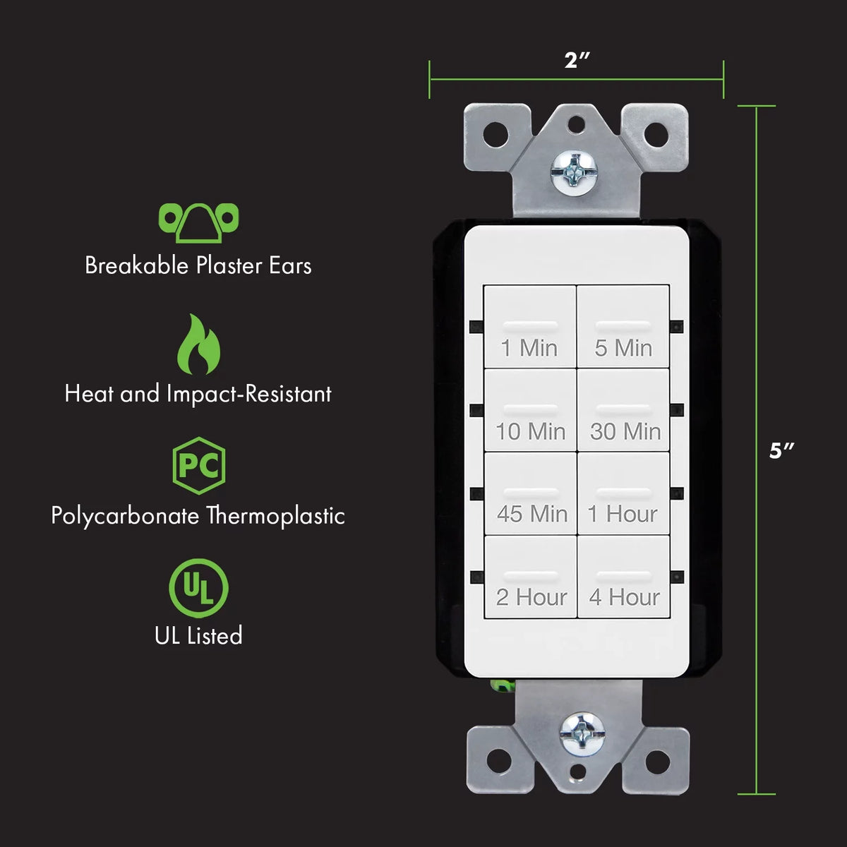 Countdown Timer Switch, in-Wall Electrical Switch, 600W LED, 1/2HP Z67651
