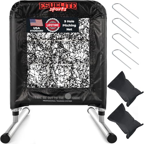 9 Hole Baseball Softball Pitching Net with Strike Zone Target D2783