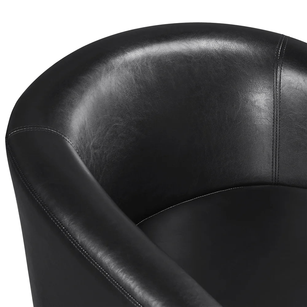 Black Faux Leather Accent Chair and Ottoman Set N81822
