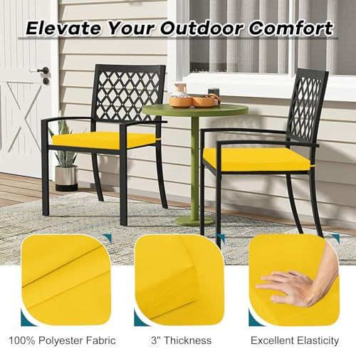 Set of 4 Water Resistant Square Corner Outdoor Chair Cushions C267314
