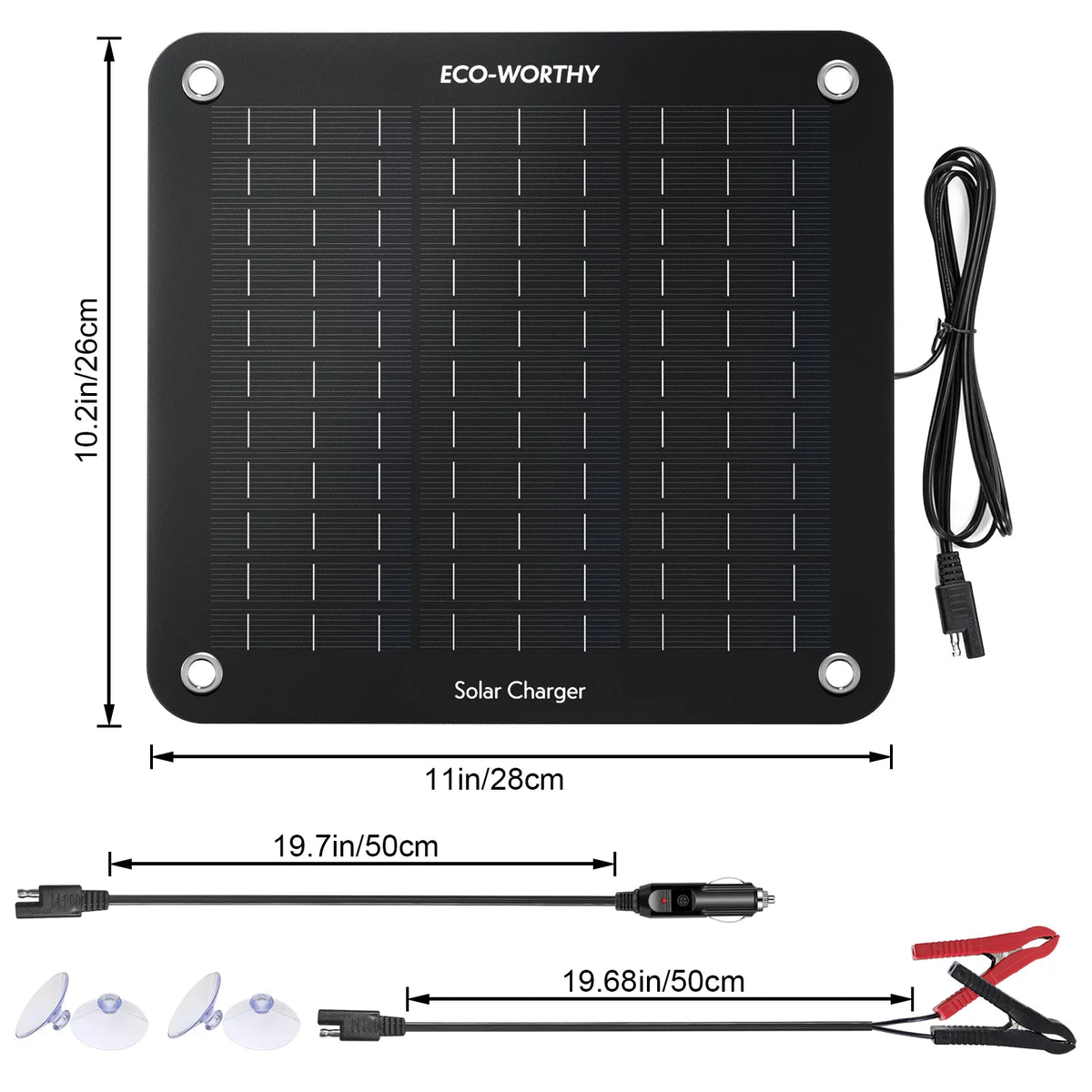 10 Watt 12V Solar Panel Battery Charger Kit J2498