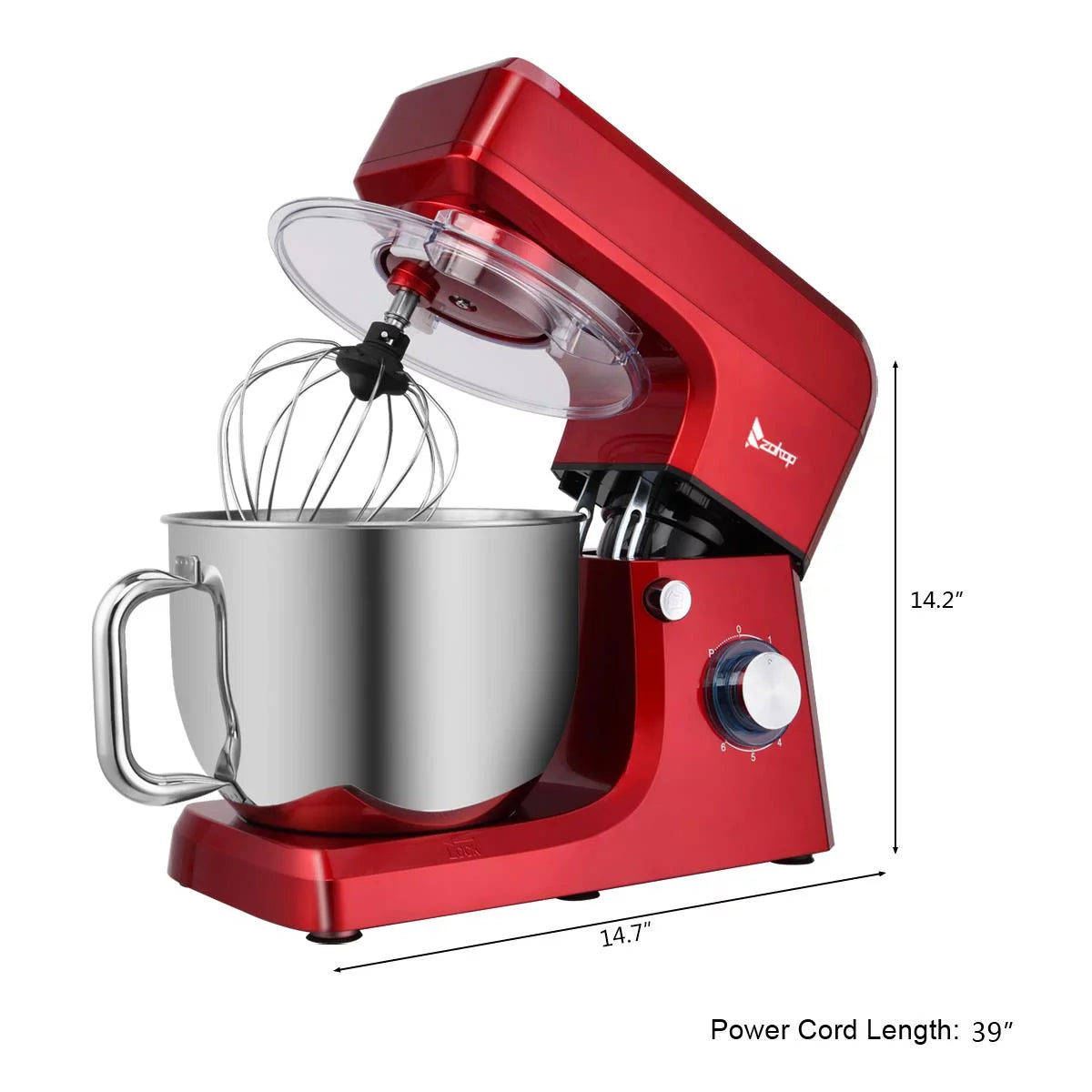 7.5QT 6-Speed Tilt-Head Electric Stand Mixer with Stainless Steel Bowl, Red K387