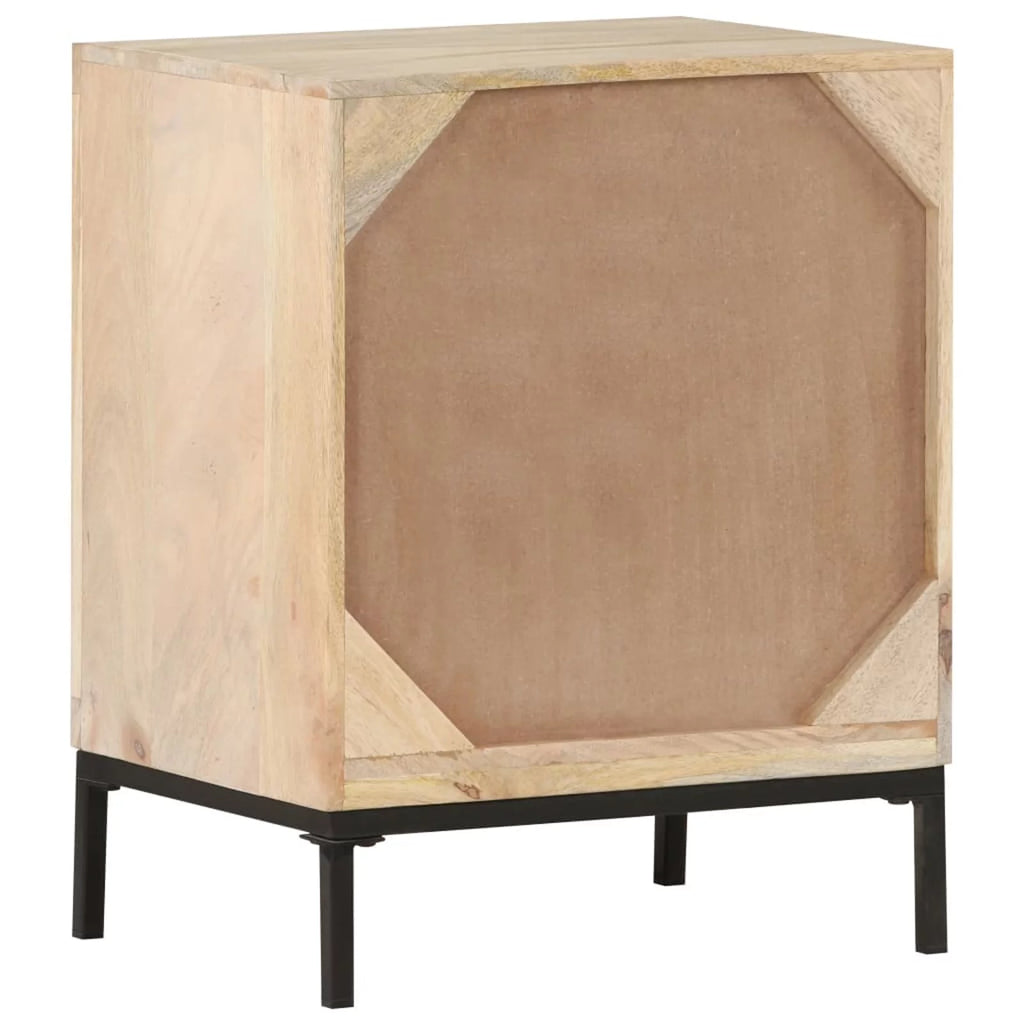 Solid Mango Wood and Natural Cane Bedside Cabinet I9427