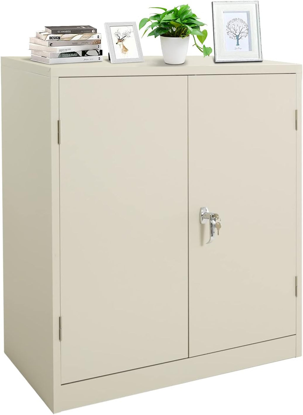 Black Steel Locking Storage Cabinet with 2 Doors and Shelves M1432