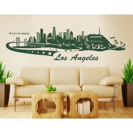 Cityscape Wall Decal Vinyl Art Red 47in x 14in I95670