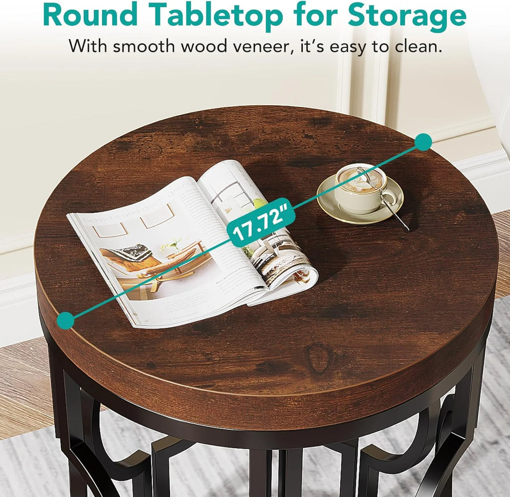 Round End Table with Metal Frame V293