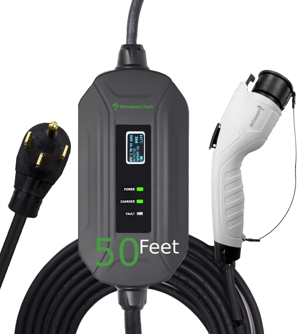 Portable Level 2 Electric Vehicle Charger, 16Amp, 50 Feet R4346