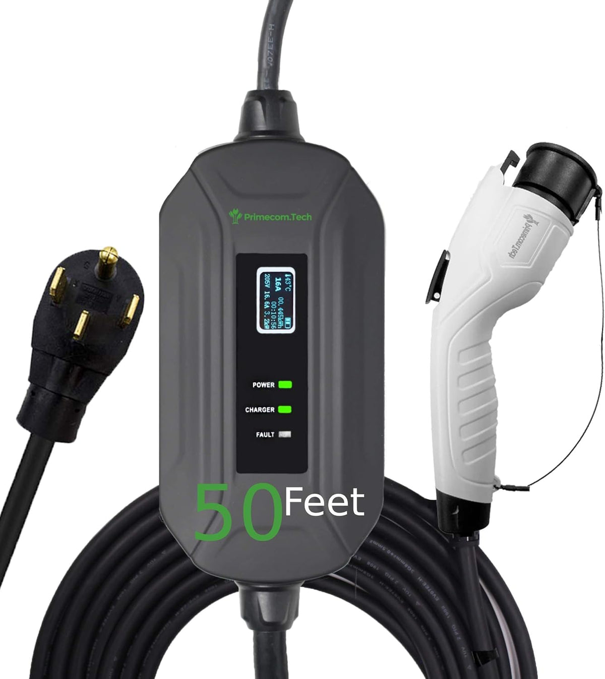 Portable Level 2 Electric Vehicle Charger, 16Amp, 50 Feet R4346