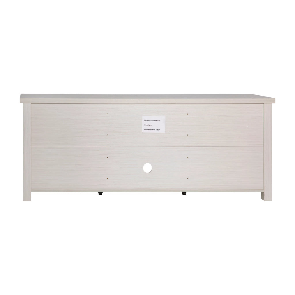 White Wash 65" Media Console with Glass Doors and 3 Adjustable Shelves C624973