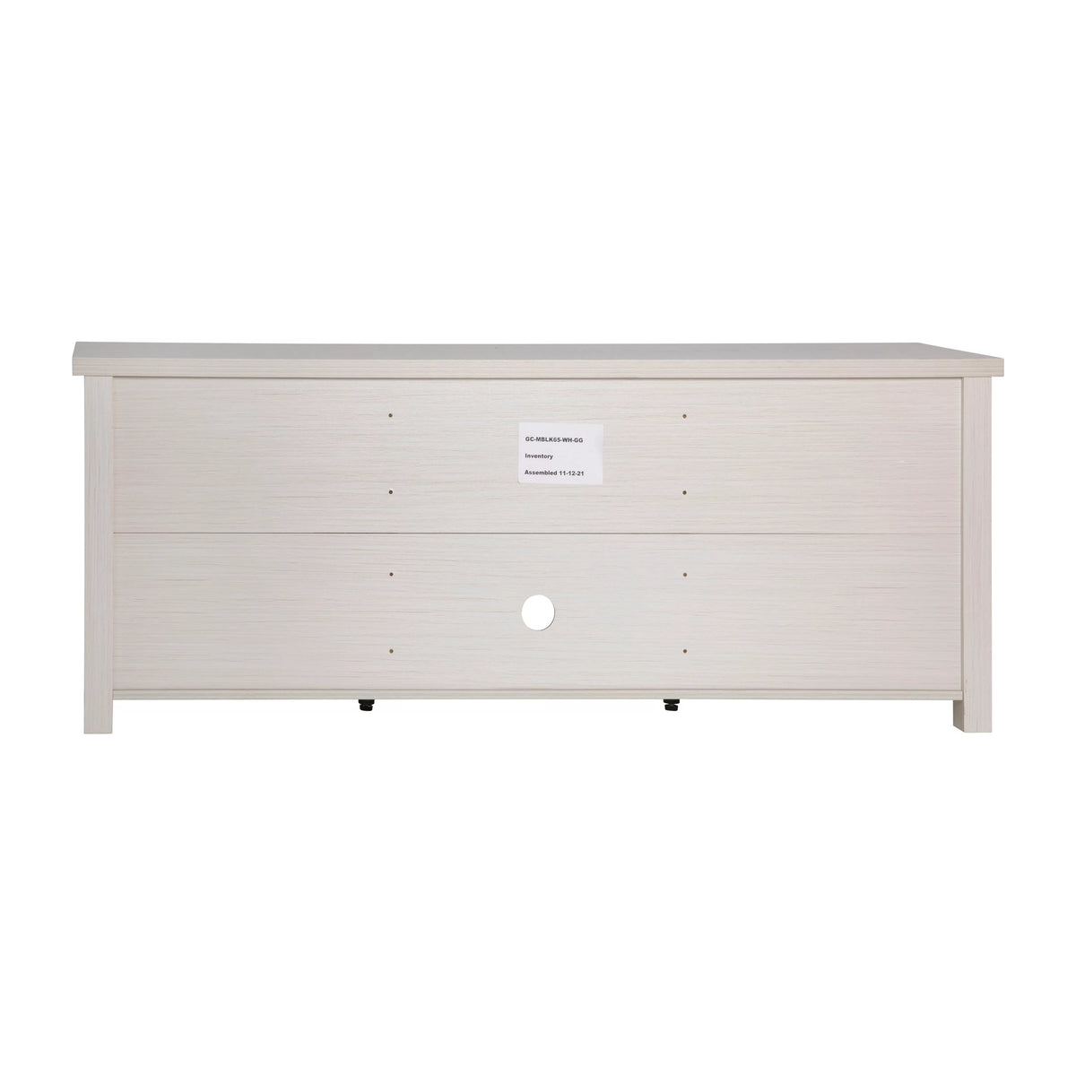 White Wash 65" Media Console with Glass Doors and 3 Adjustable Shelves C624973