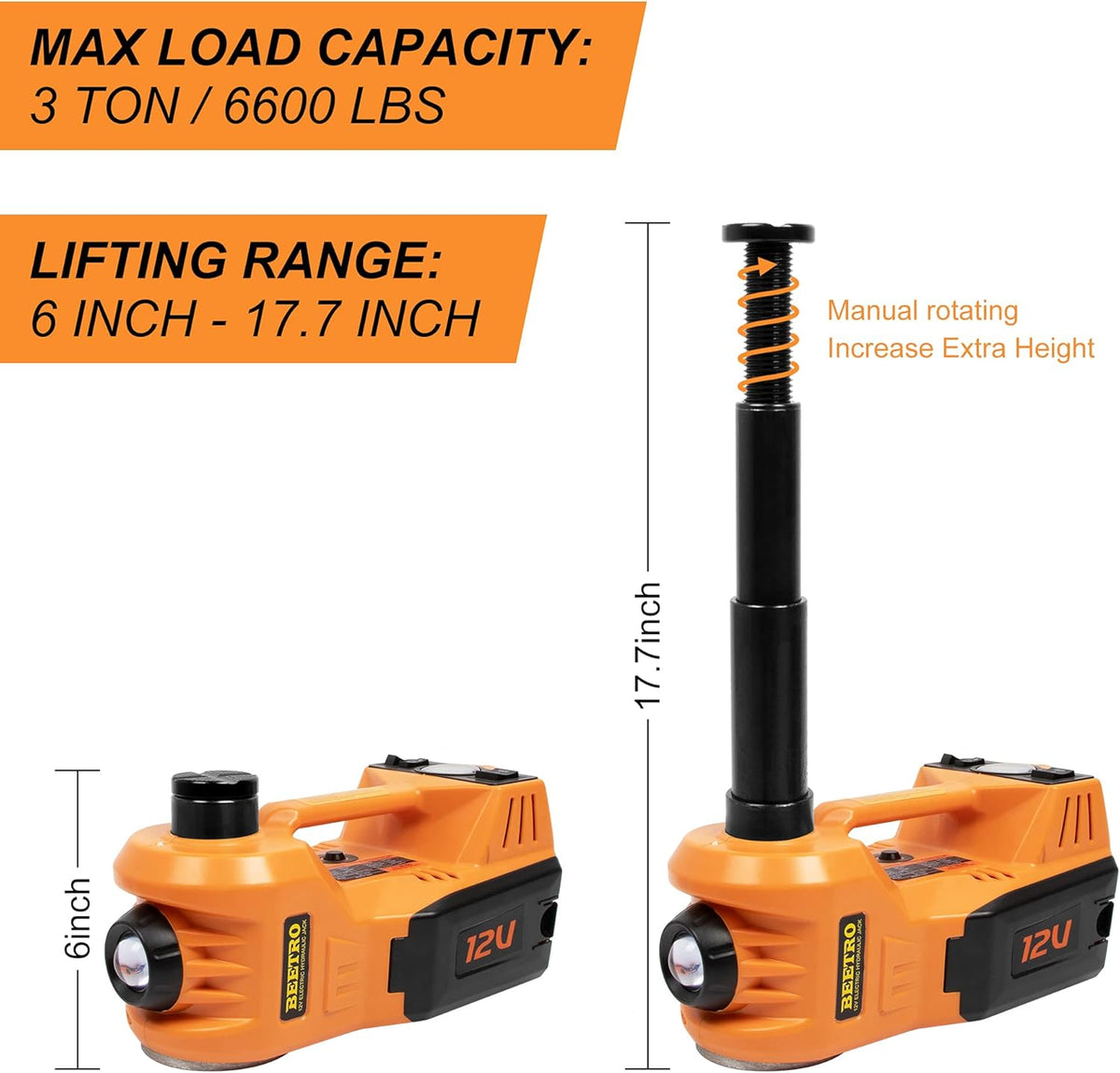 4 in 1 Electric Hydraulic Car Jack 3 Ton with Tire Inflator Pump and Electric Wrench Q358926