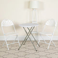 White Plastic Fan Back Folding Chair E101