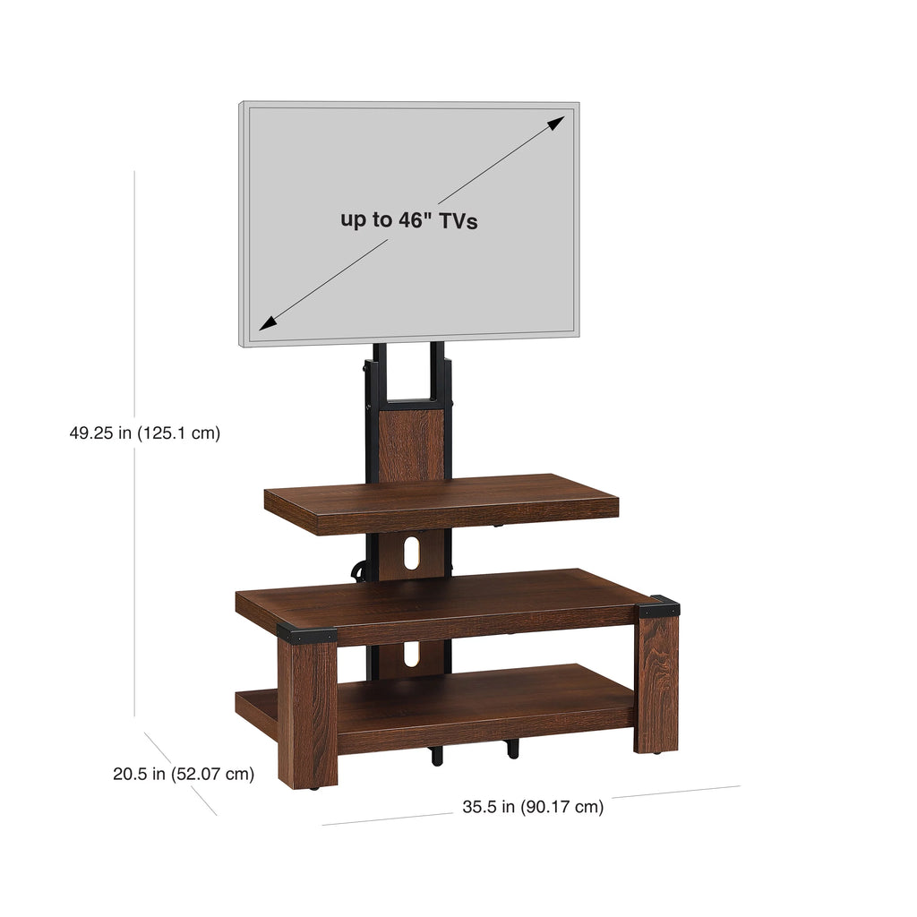 3-Shelf Television Stand with Floater Mount for TVs up to 55", Cherry D24155