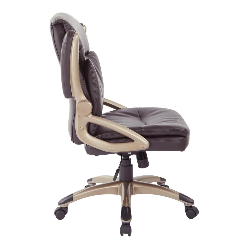 Espresso Bonded Leather Low Back Chair U89081