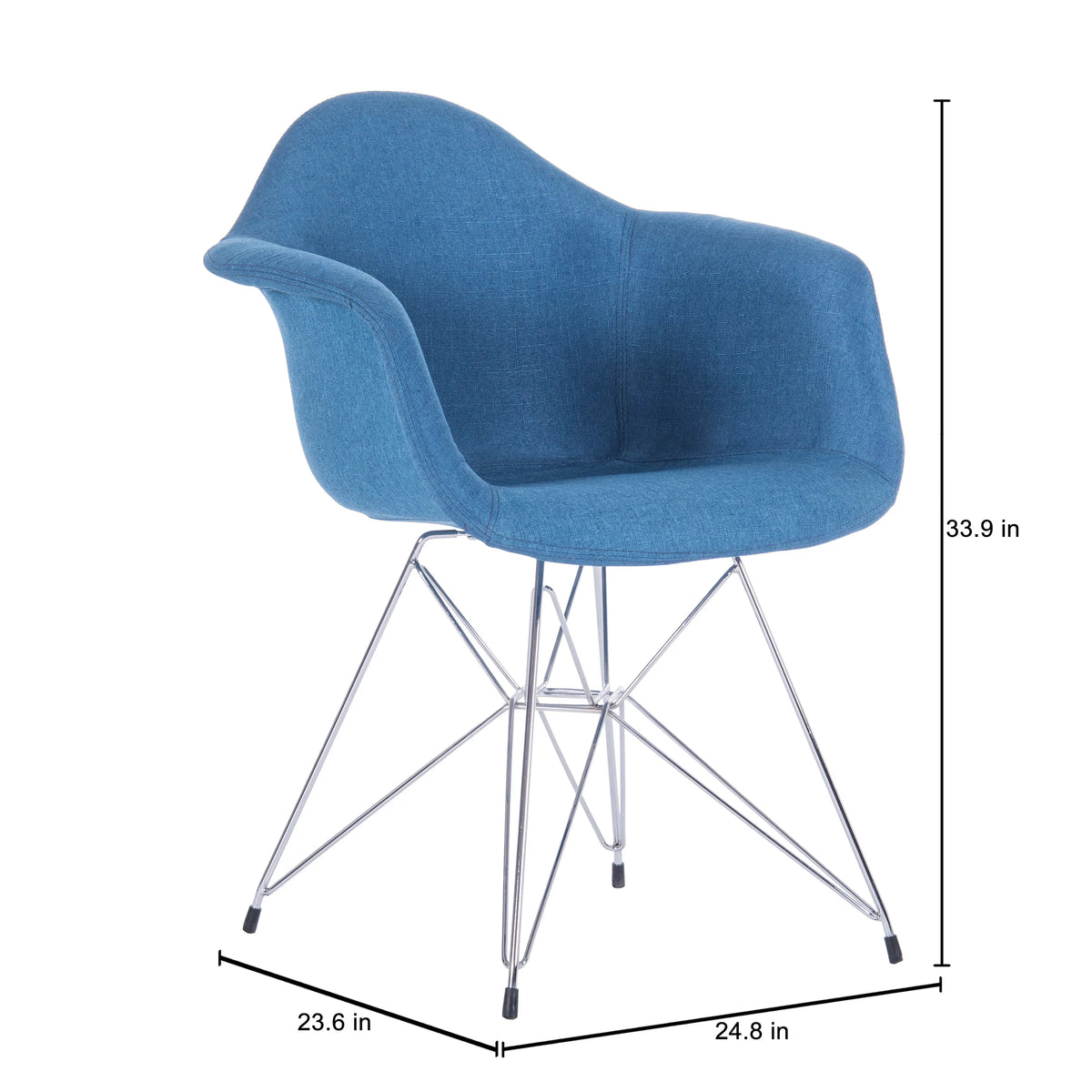 Blue Fabric Upholstered Dining Chairs Set of 2 with Arms T850363
