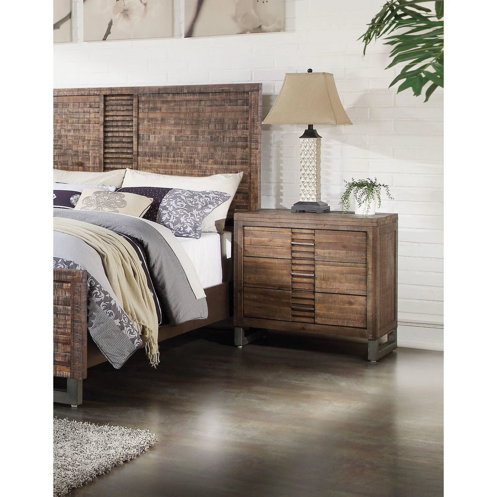 Reclaimed Oak Wood Nightstand with Metal Legs G781809
