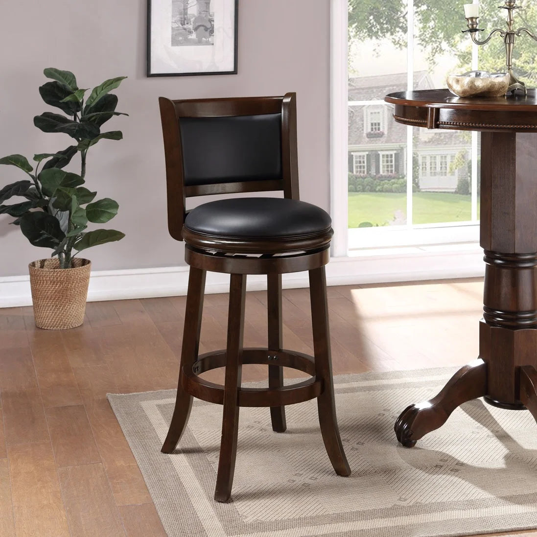 Cappuccino Swivel Wood Kitchen Bar Stool I29620