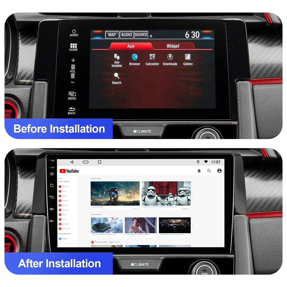 9 Inch Touchscreen Double Din Car Stereo with Wireless Carplay Android Auto Backup Camera Y176