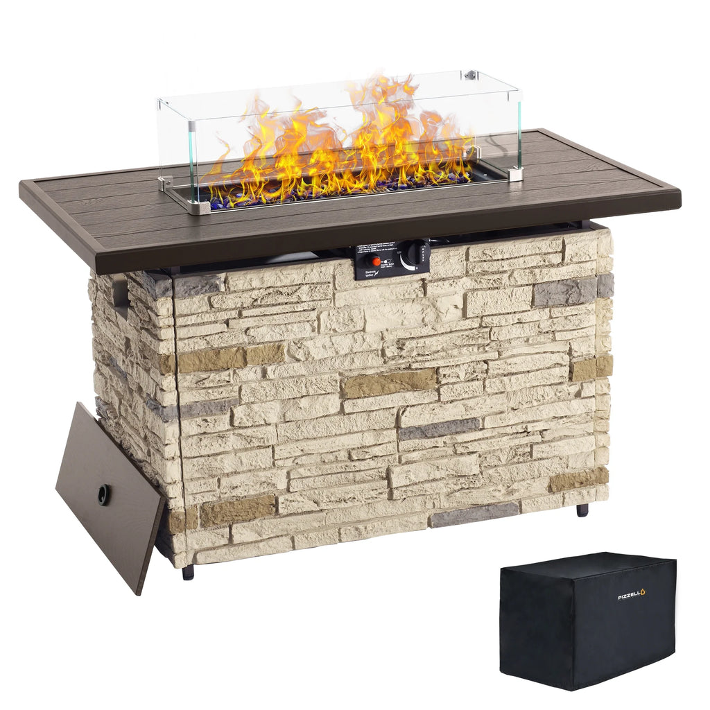 43 Rectangular Propane Fire Pit Table with Lid N208