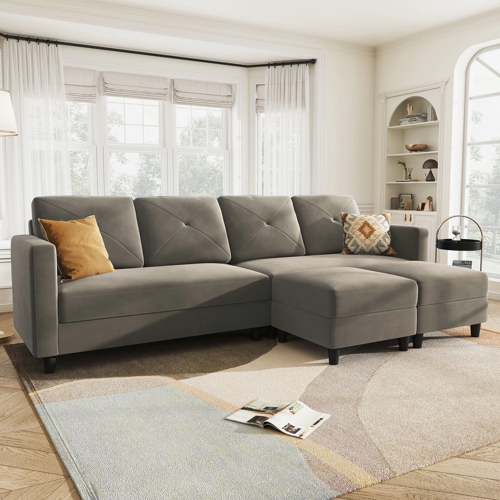 Velvet Sectional Sofa Couch Set with Chaise N458053