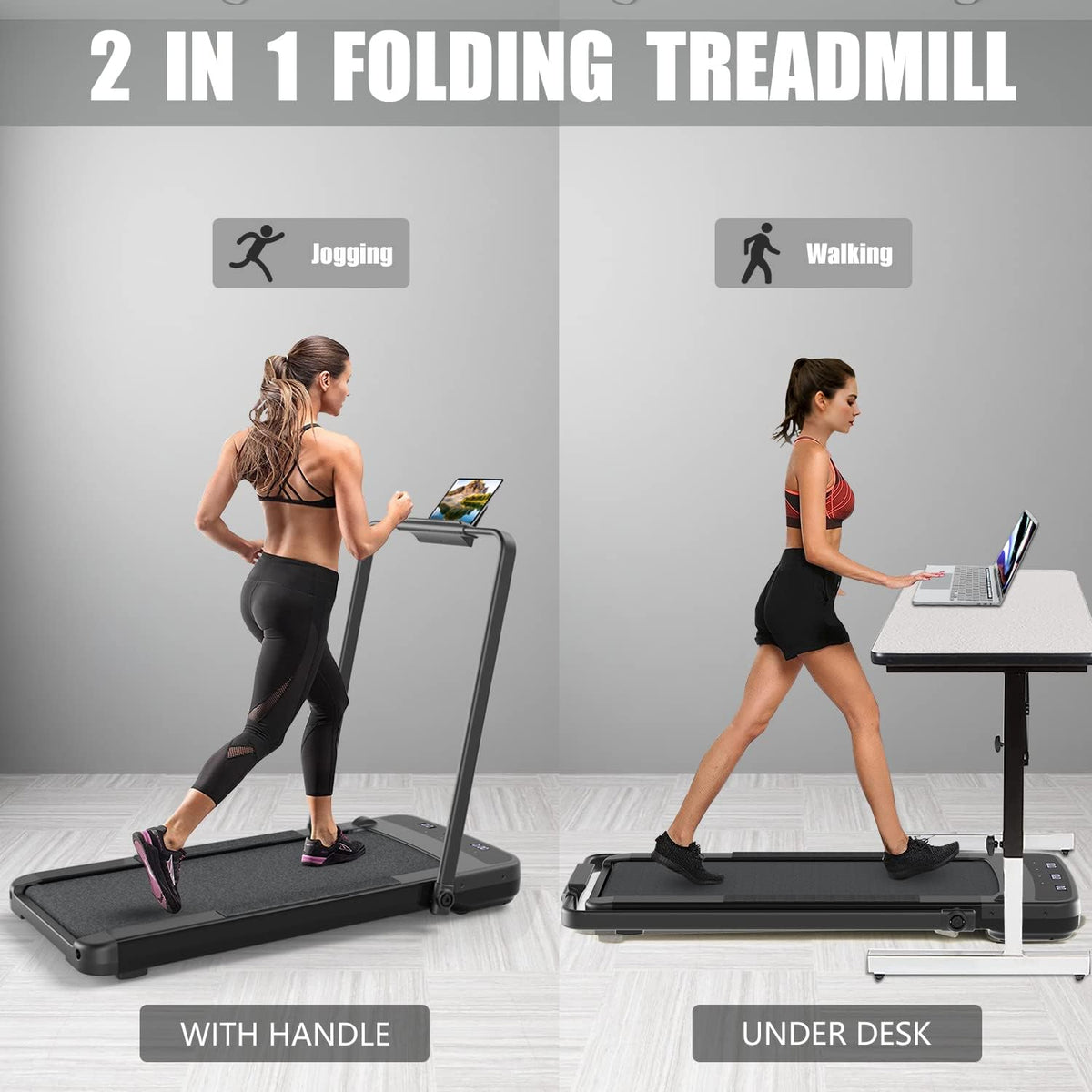 Under Desk 2 in 1 Folding Treadmill Walking Pad W1757