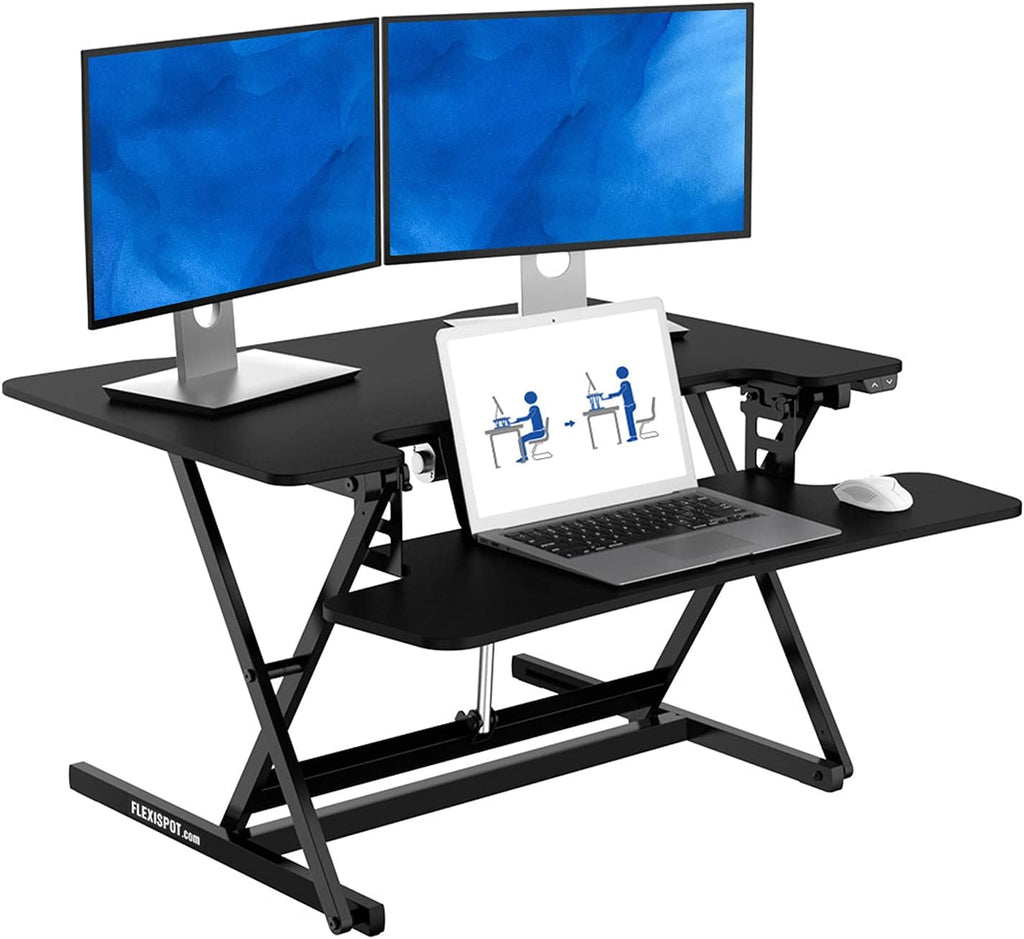 35" Wide Electric Standing Desk Converter with Keyboard Tray U121078