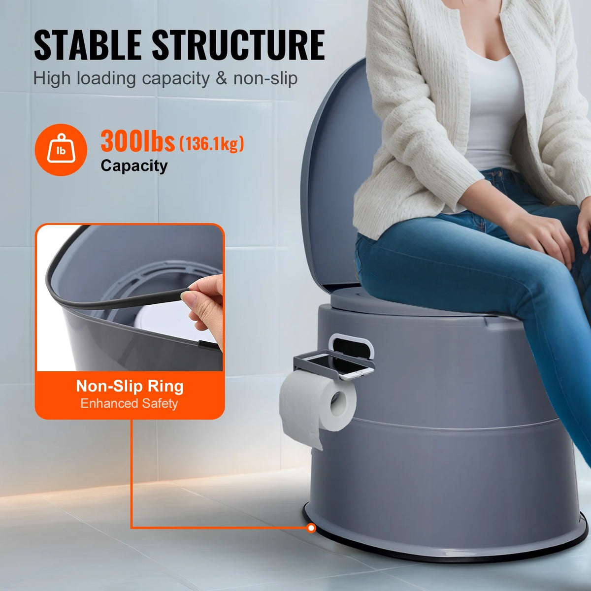 Portable Camping Toilet with Lid Y66184