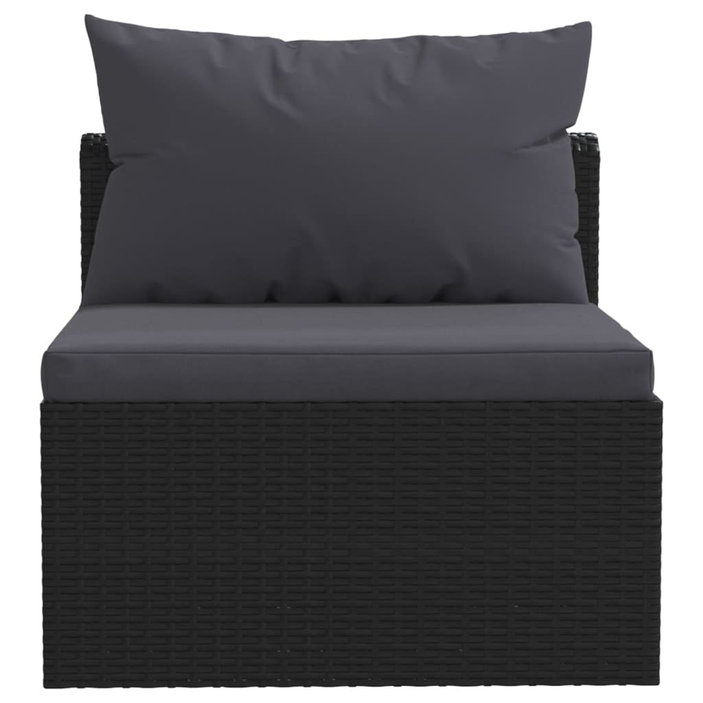 4 Piece Patio Sofa Set with Cushions Poly Rattan Black I32597
