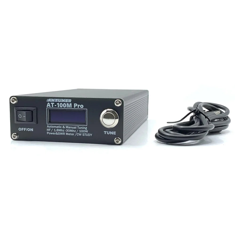 AT100M Antenna Tuner 1.8Mhz-30Mhz Automatic/Manual Tuning 100W Standing Waves Meter Multifunctional HF Radio Meter Morse Code Exerciser Supported M890