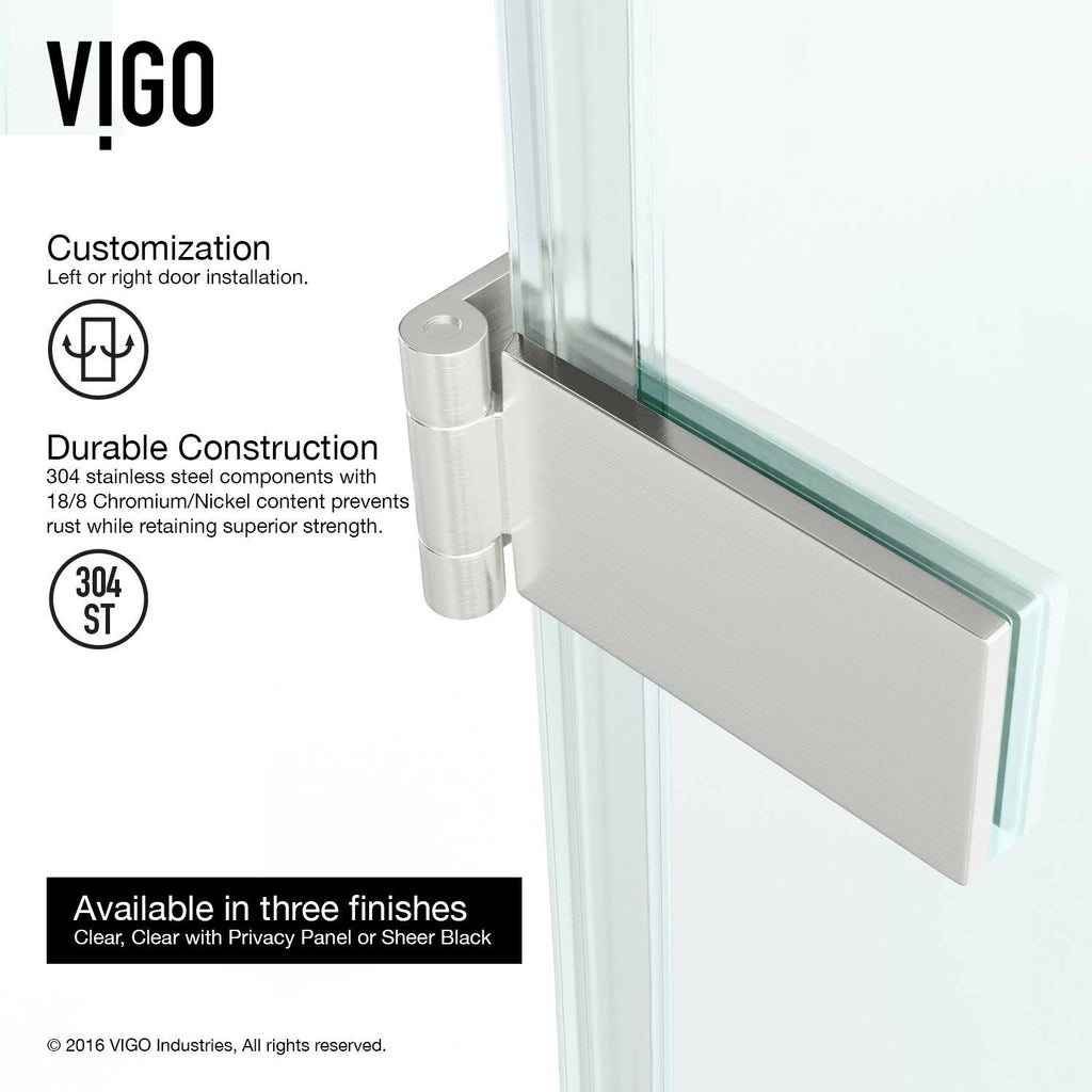 24-Inch Adjustable Frameless Shower Door E414