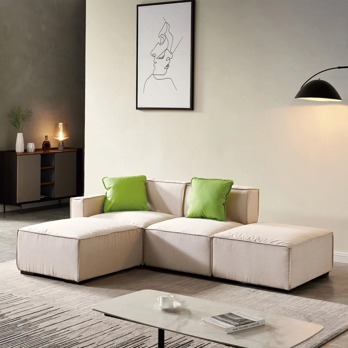 Beige 4 Seat Modular Fabric Sofa H546367