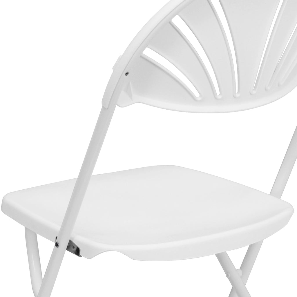 White Plastic Fan Back Folding Chair E101
