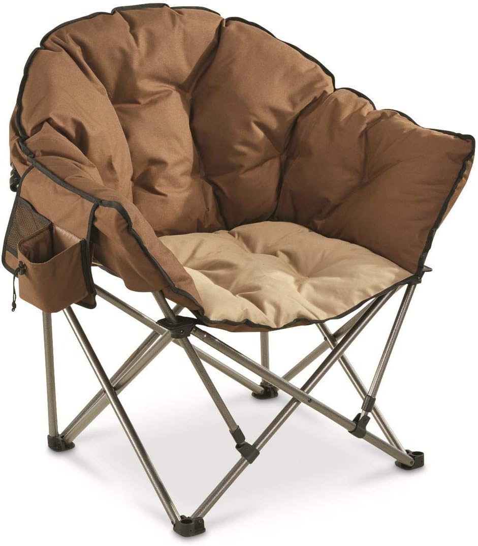 Oversized Red Plaid Folding Camping Chair with Padded Seats U883