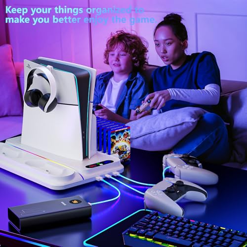 PS5 Stand with Dual Controller Charger and 3 Level Fan K3651