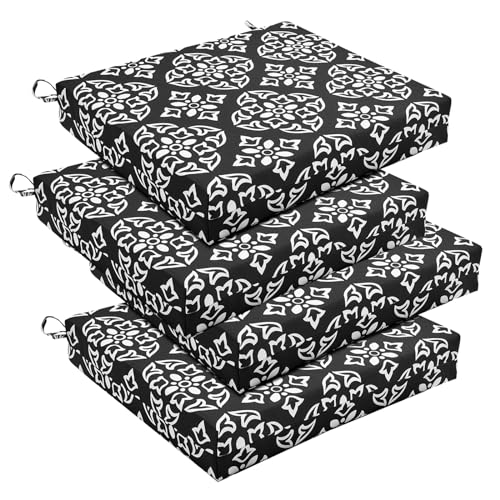 Set of 4 Water Resistant Square Corner Outdoor Chair Cushions C267314