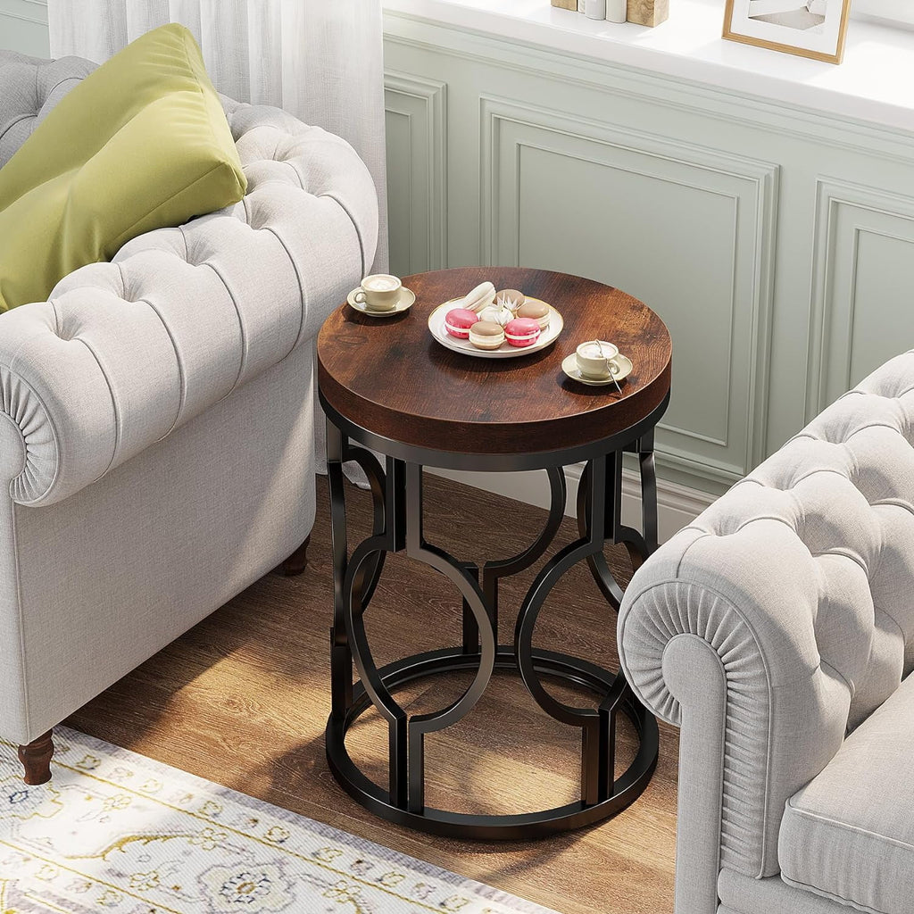 Round End Table with Metal Frame V293