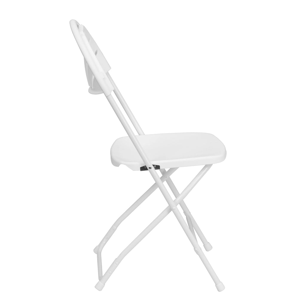 White Plastic Fan Back Folding Chair E101