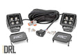 2 inch Square Cree LED Lights Pair Black with Amber DRL Q5508