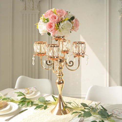 Black 5 Arm Crystal Candle Holder Y8448