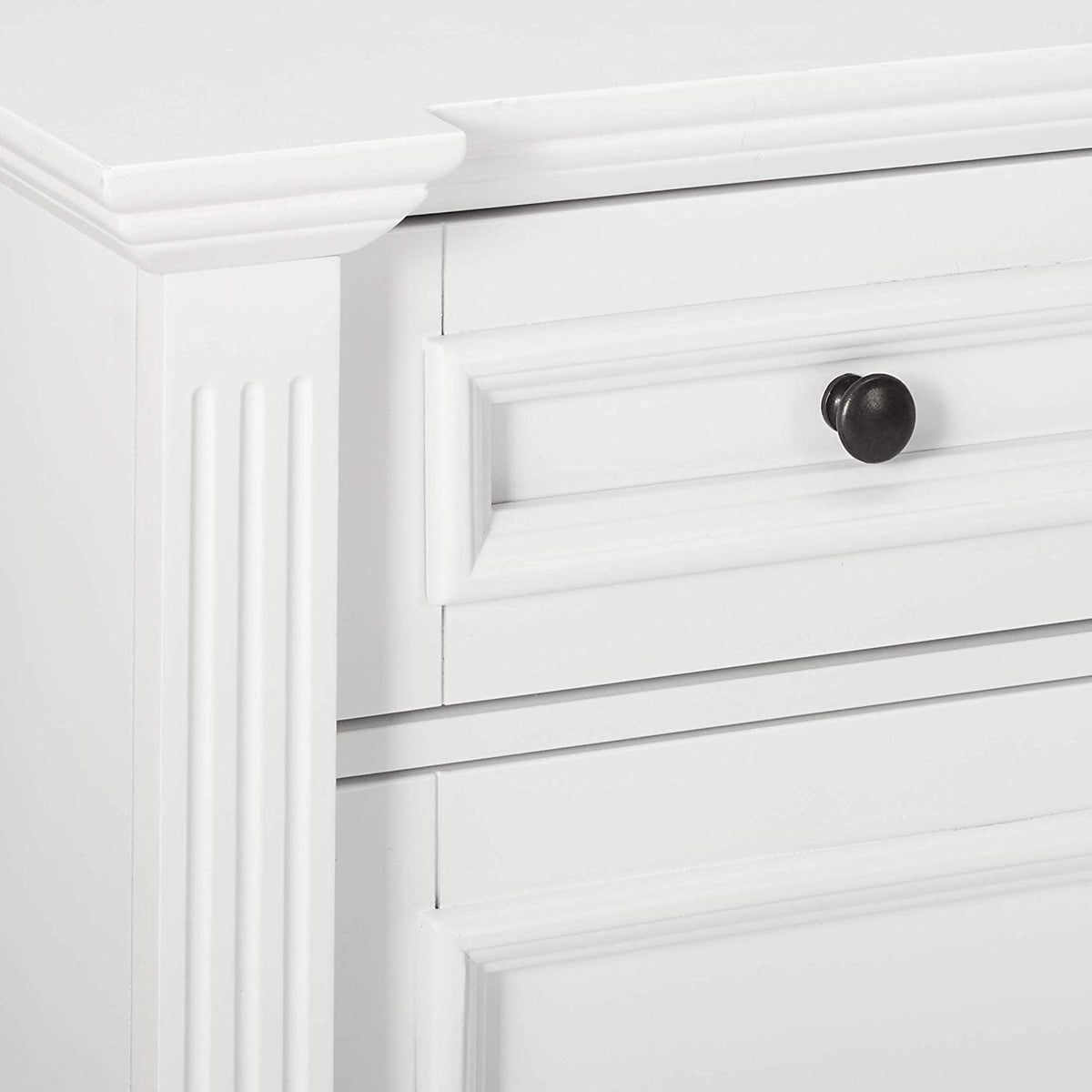 White Wood Buffet Cabinet with Drawers and Shelves O2096