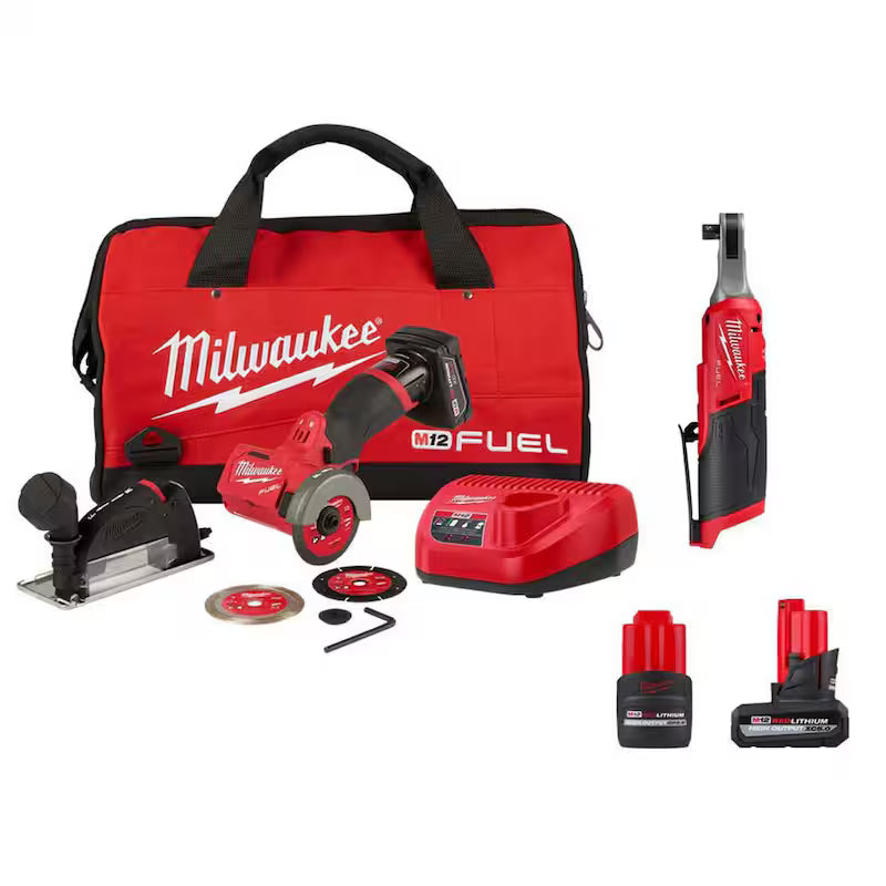 12V Lithium-Ion Brushless Cordless Cut Off Saw Kit & 3/8 in. Ratchet X727148