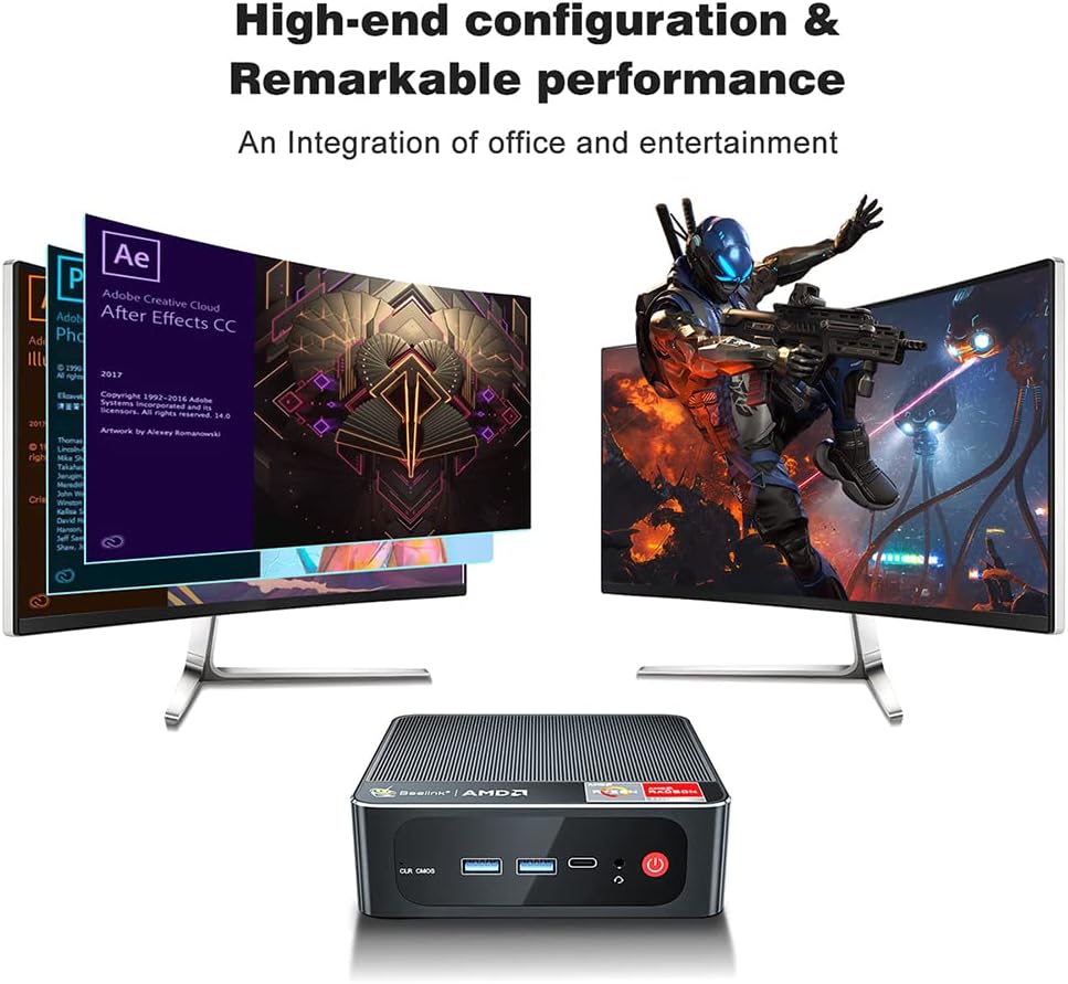 Mini PC AMD Ryzen 7 3750H 16 GB RAM 512 GB SSD Windows 11 Pro Desktop Computer P2310