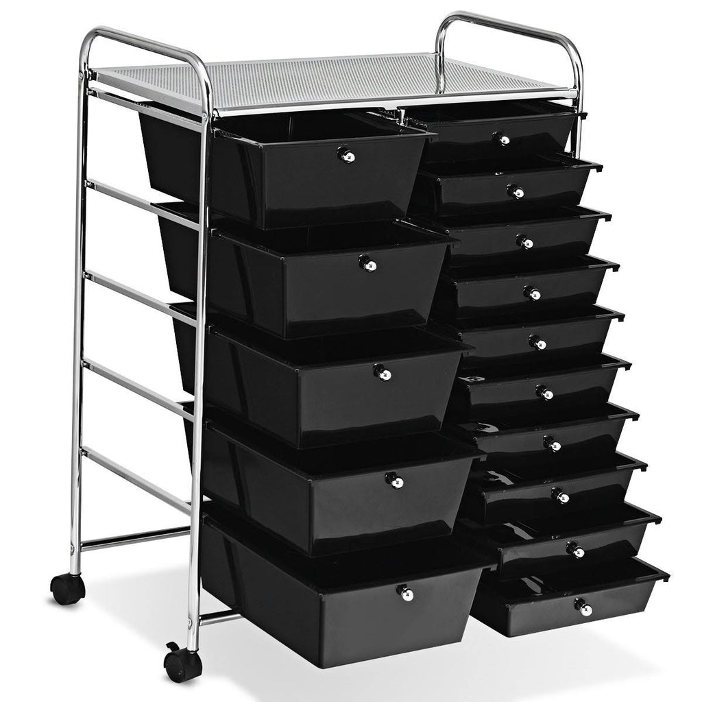 Blue 15-Drawer Rolling Utility Cart with Wheels A5918