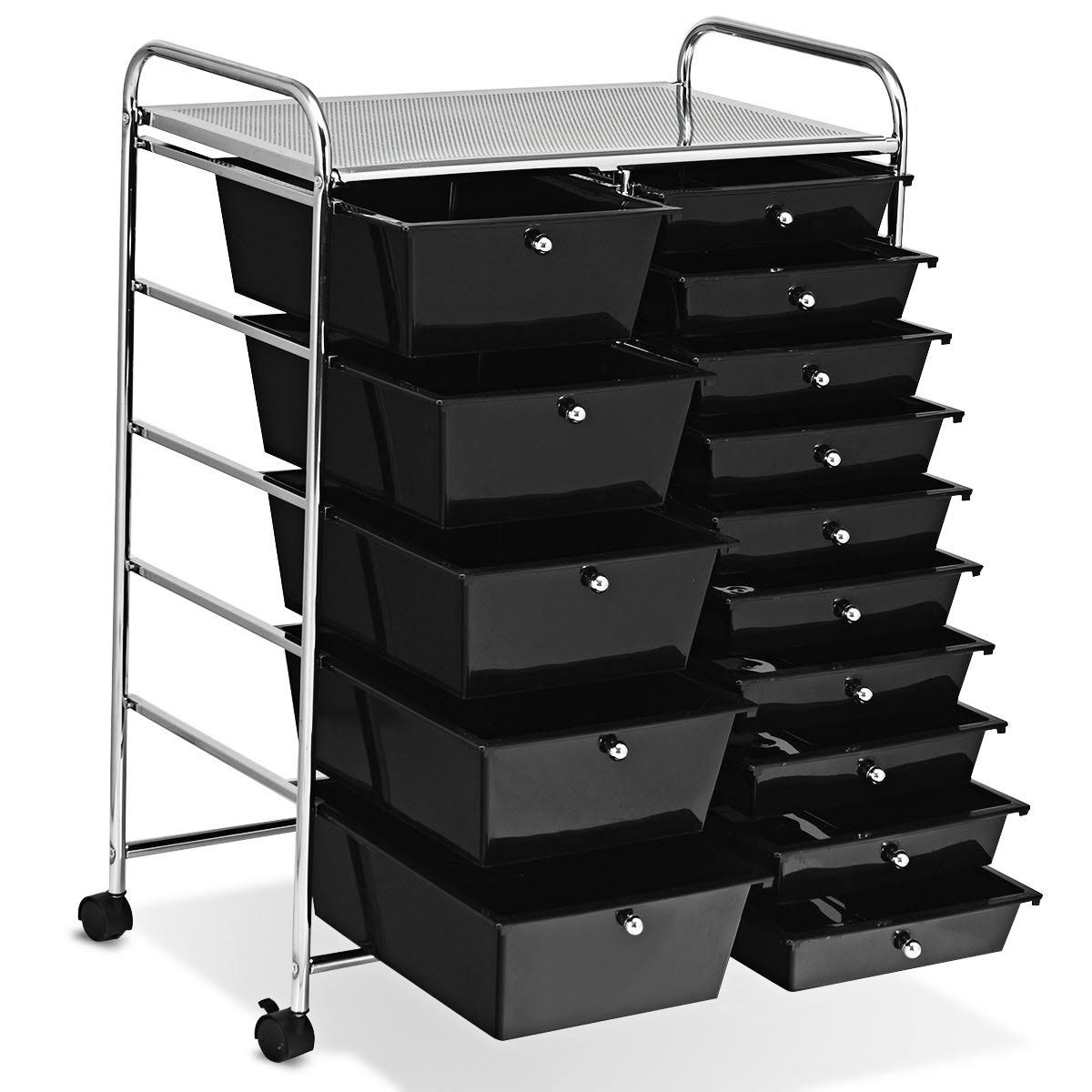 Blue 15-Drawer Rolling Utility Cart with Wheels A5918