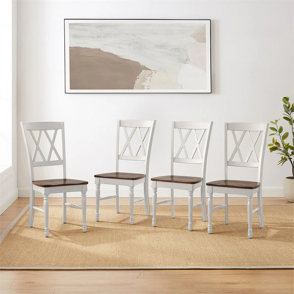 White Wood Dining Chair Set of 4 D192