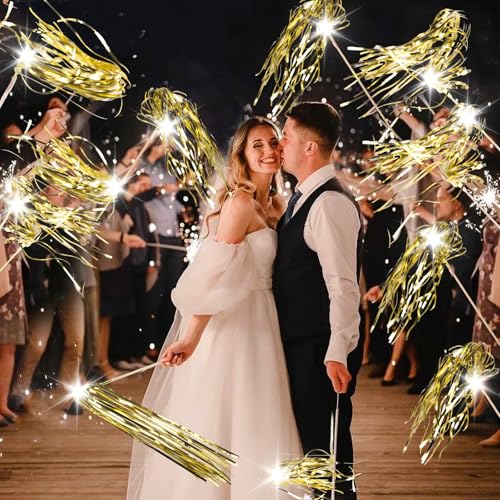 100 PCS Light Up Wedding Wands LED Tinsel Streamers X7640