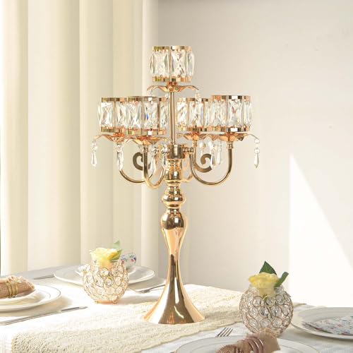 Black 5 Arm Crystal Candle Holder Y8448