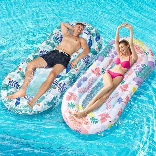 2 Pack Inflatable Pool Floats Adult Size Water Hammock Multicolor O979568